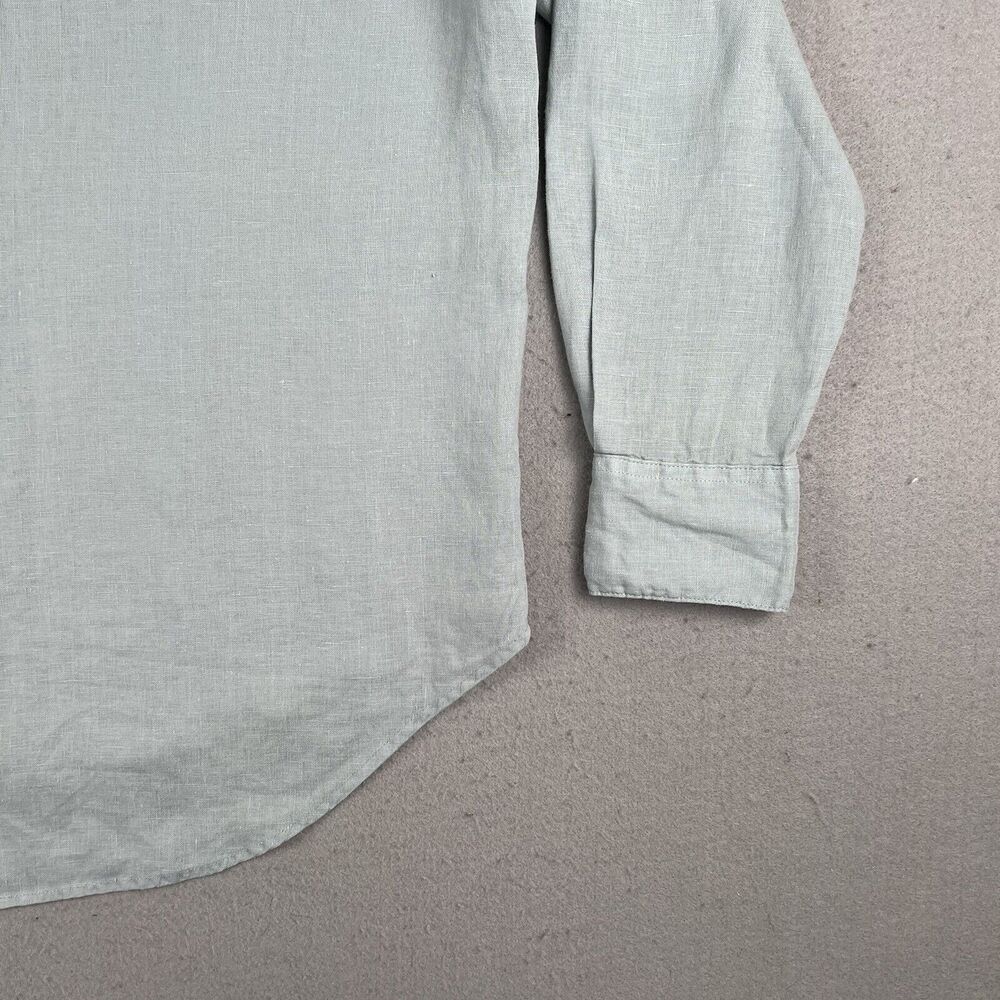 Assembly‎ Label Linen Long Sleeve Collared Button Up Blue Shirt Womens Size 10 - Picture 11 of 11